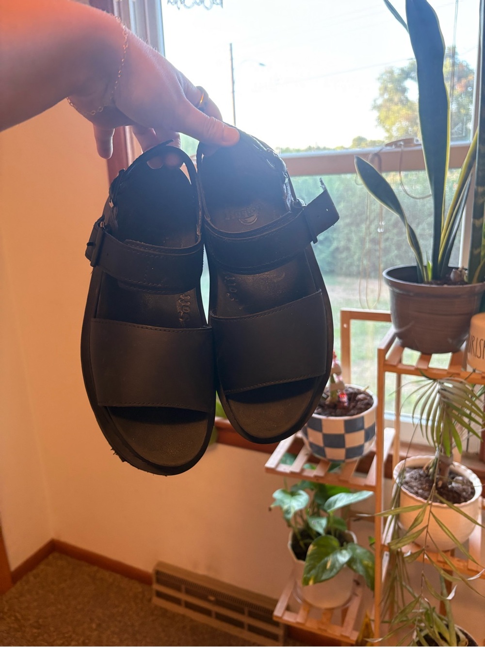 Dr. Martens Black Leather Double-Strap Men’s Sandals